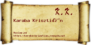 Karaba Krisztián névjegykártya