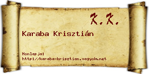 Karaba Krisztián névjegykártya